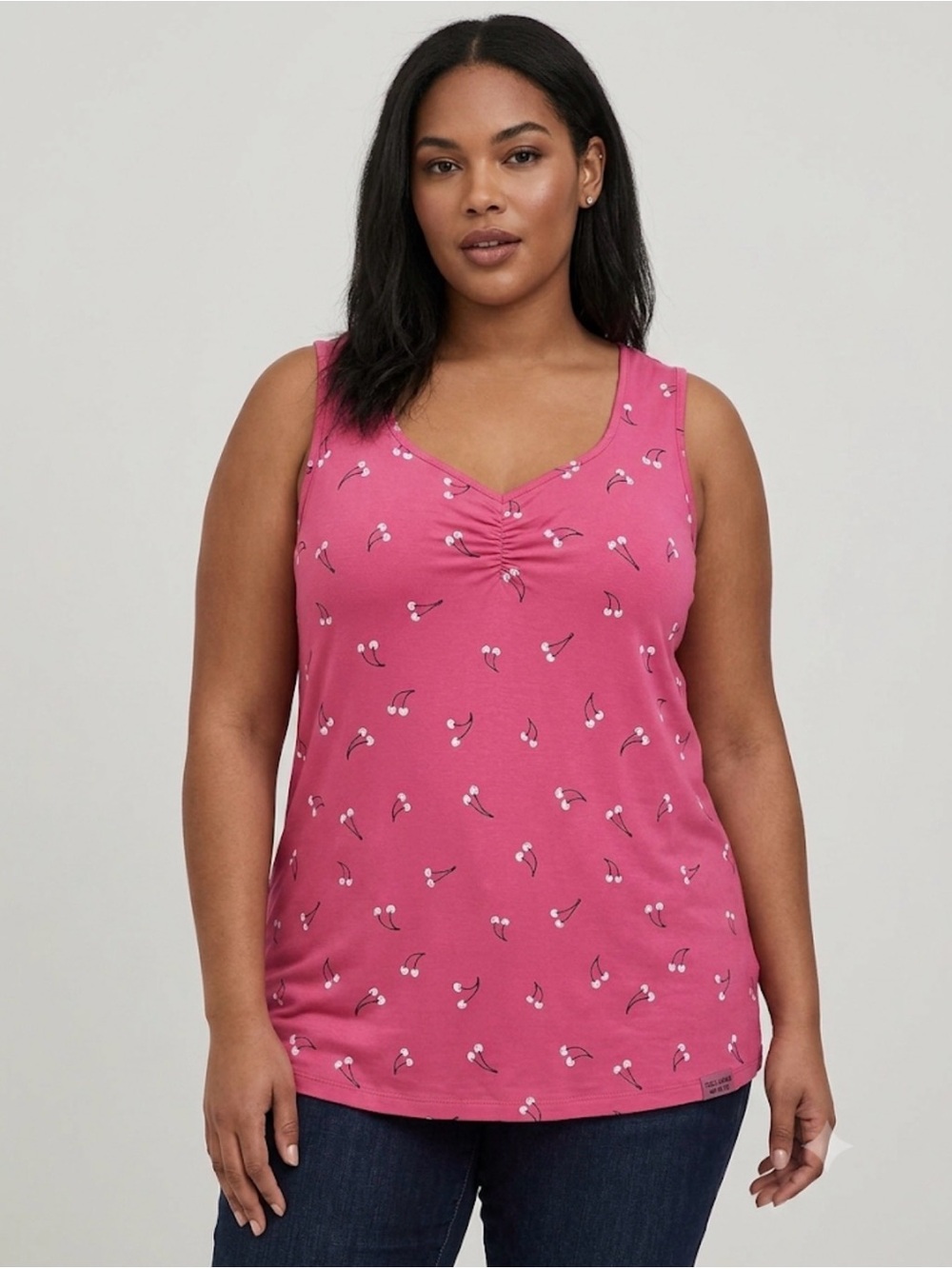 Michel Studio Pink Cherry-Print V-Neck Tank